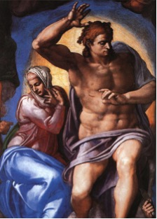 Fig. 4) Michelangelo, detail of Christ and the Virgin in The Last Judgment, 1534-41. 